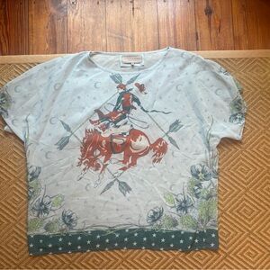Double D Ranch women’s Cowboy sheer blouse - Red and Green